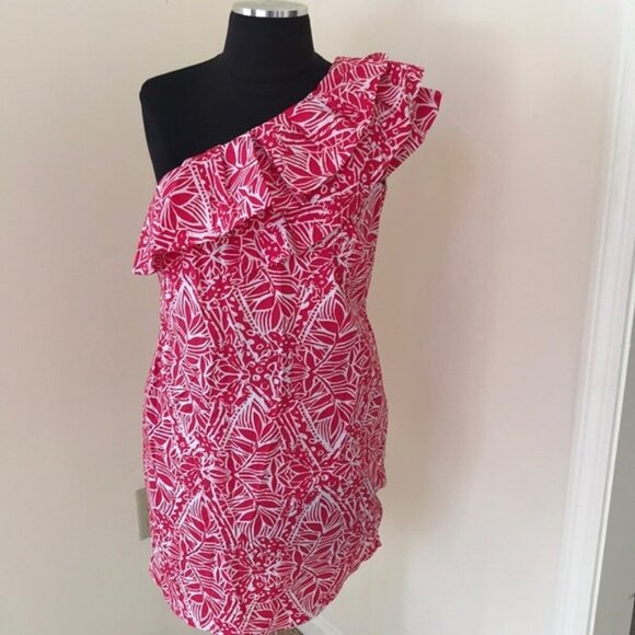 LILLY PULITZER Size 00 Pink one Shoulder Dress - Picture 1 of 7